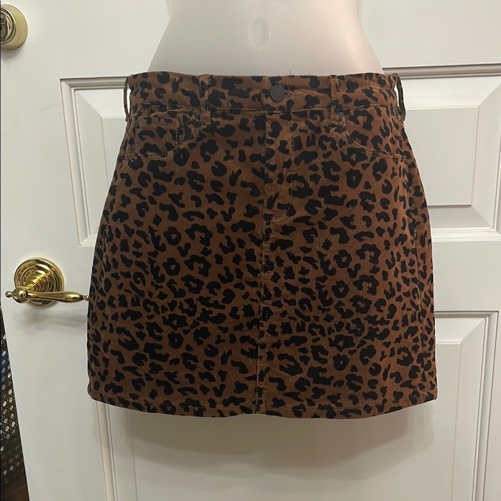 BLANK NYC  corduroy, leopard miniskirt